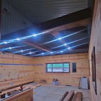 Interior construction with installed lighting