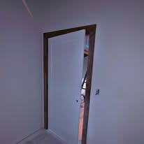 Finished interior wall and doorway